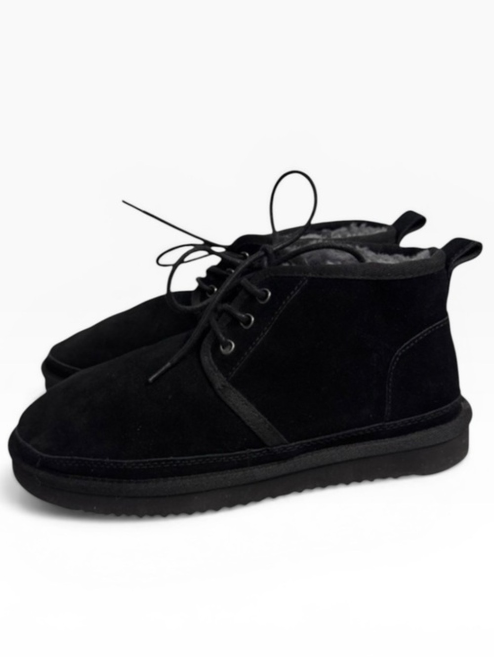 Quince Australian Shearling Chukka Boots Black Womens Size 9 Cozy Warm